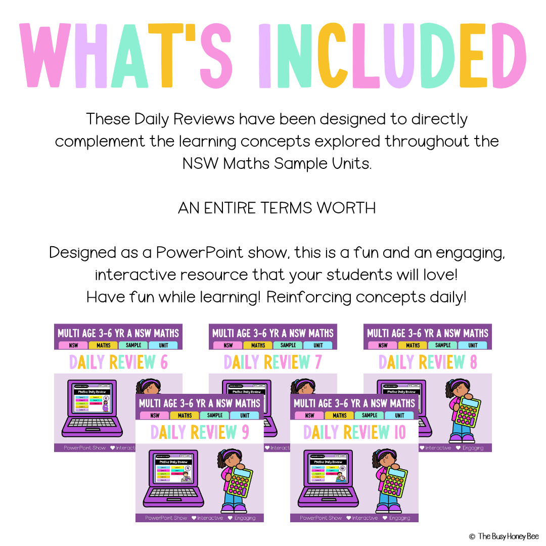 Multi Age 3-6 Year A Australian | NSW Math Daily Review | Warm-Up Term 2 Mega Bundle - Warm Up | Revision