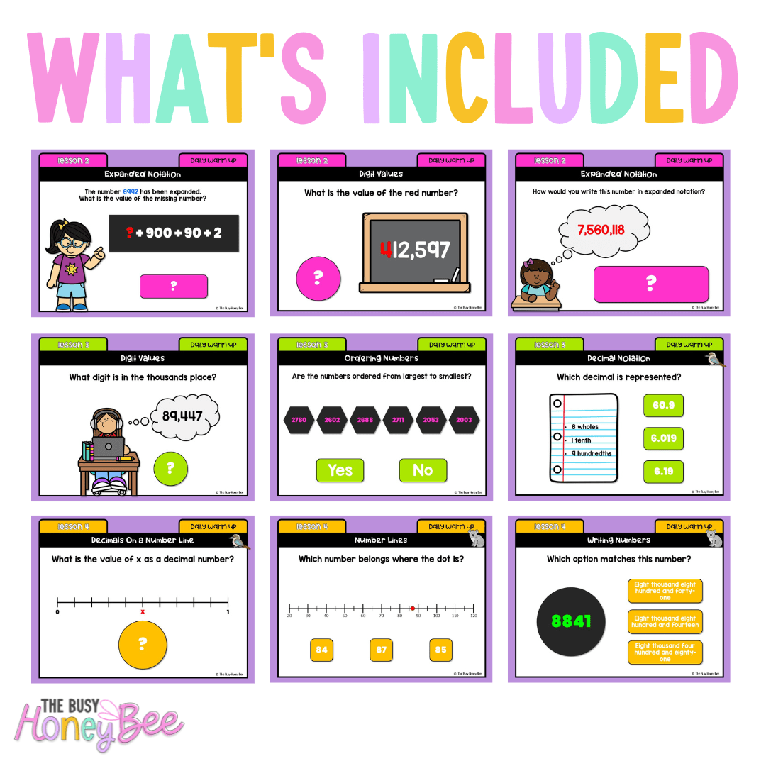 Multi Age 3-6 Year A Australian | NSW Math Daily Review | Warm-Up Unit 1 -