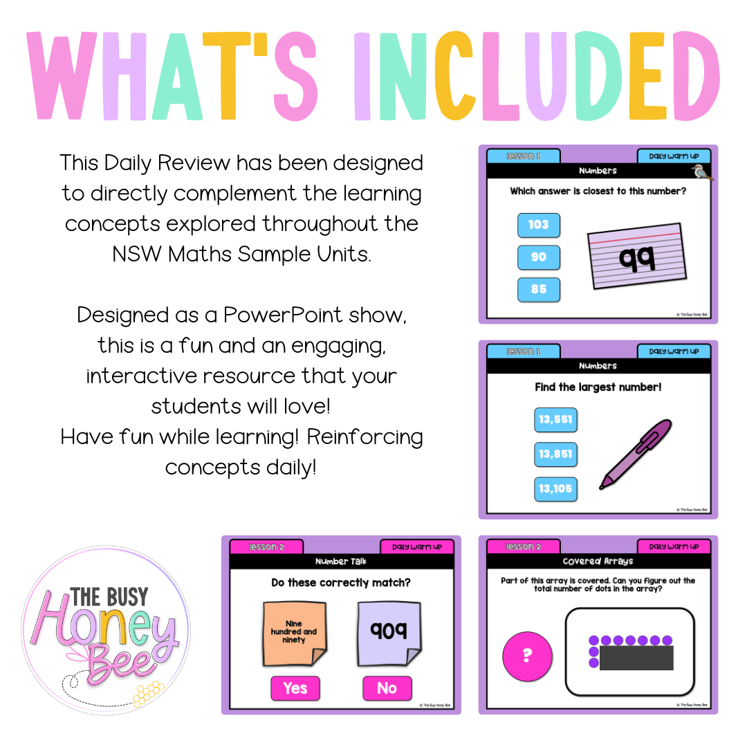 Multi Age 3-6 Year A Australian | NSW Math Daily Review | Warm-Up Unit 11 - Warm Up | Revision