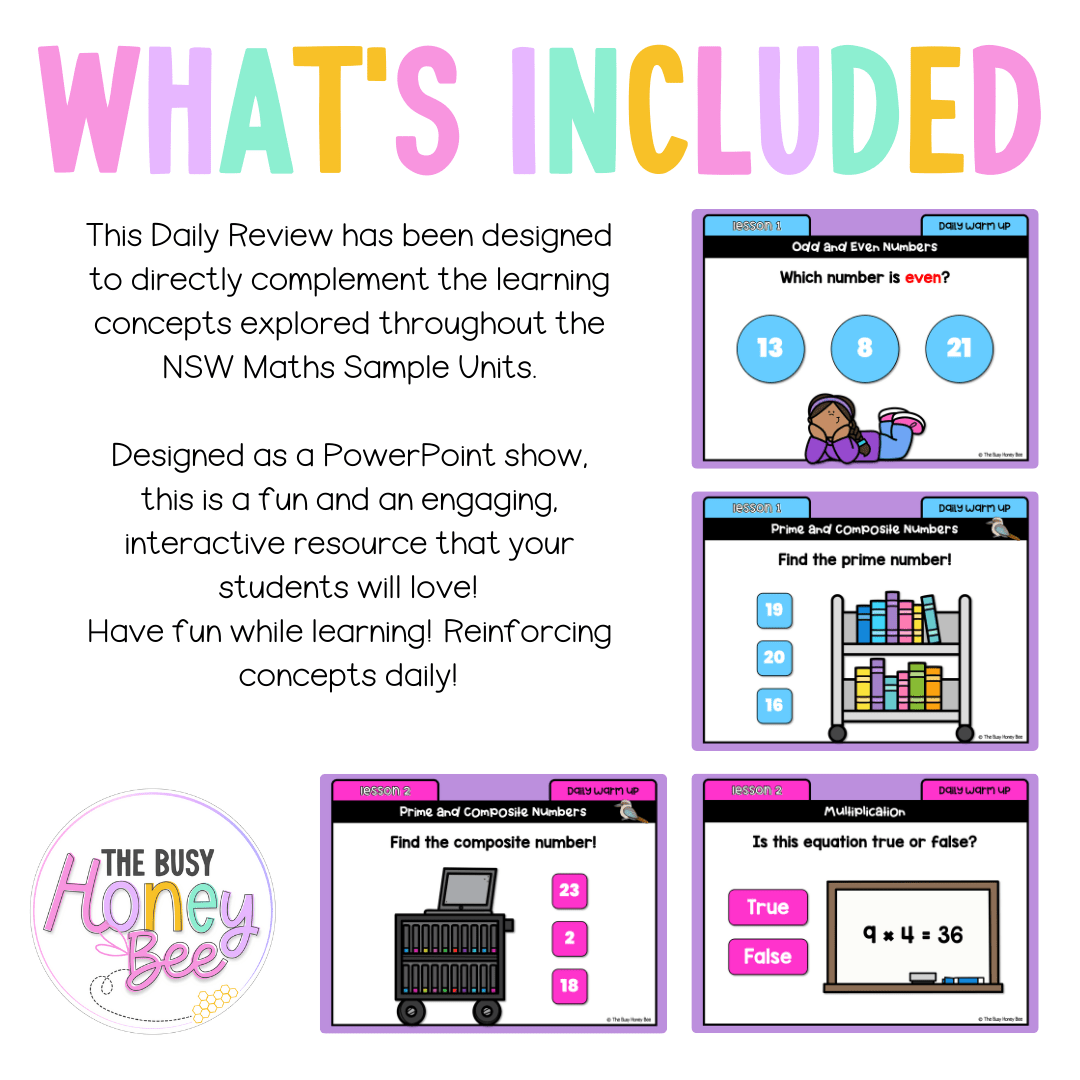 Multi Age 3-6 Year A Australian | NSW Math Daily Review | Warm-Up Unit 13 - Warm Up | Revision