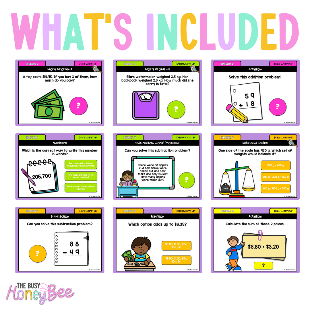 Multi Age 3-6 Year A Australian | NSW Math Daily Review | Warm-Up Unit 15 - Warm Up | Revision