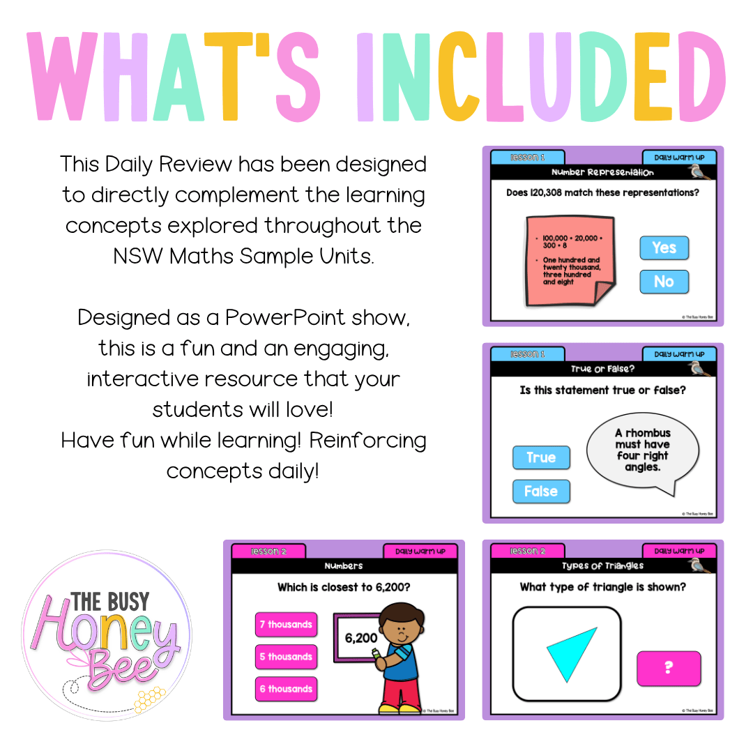 Multi Age 3-6 Year A Australian | NSW Math Daily Review | Warm-Up Unit 19 - Warm Up | Revision