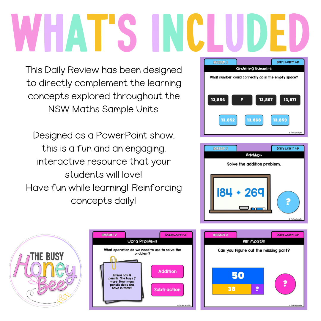 Multi Age 3-6 Year A Australian | NSW Math Daily Review | Warm-Up Unit 2 -