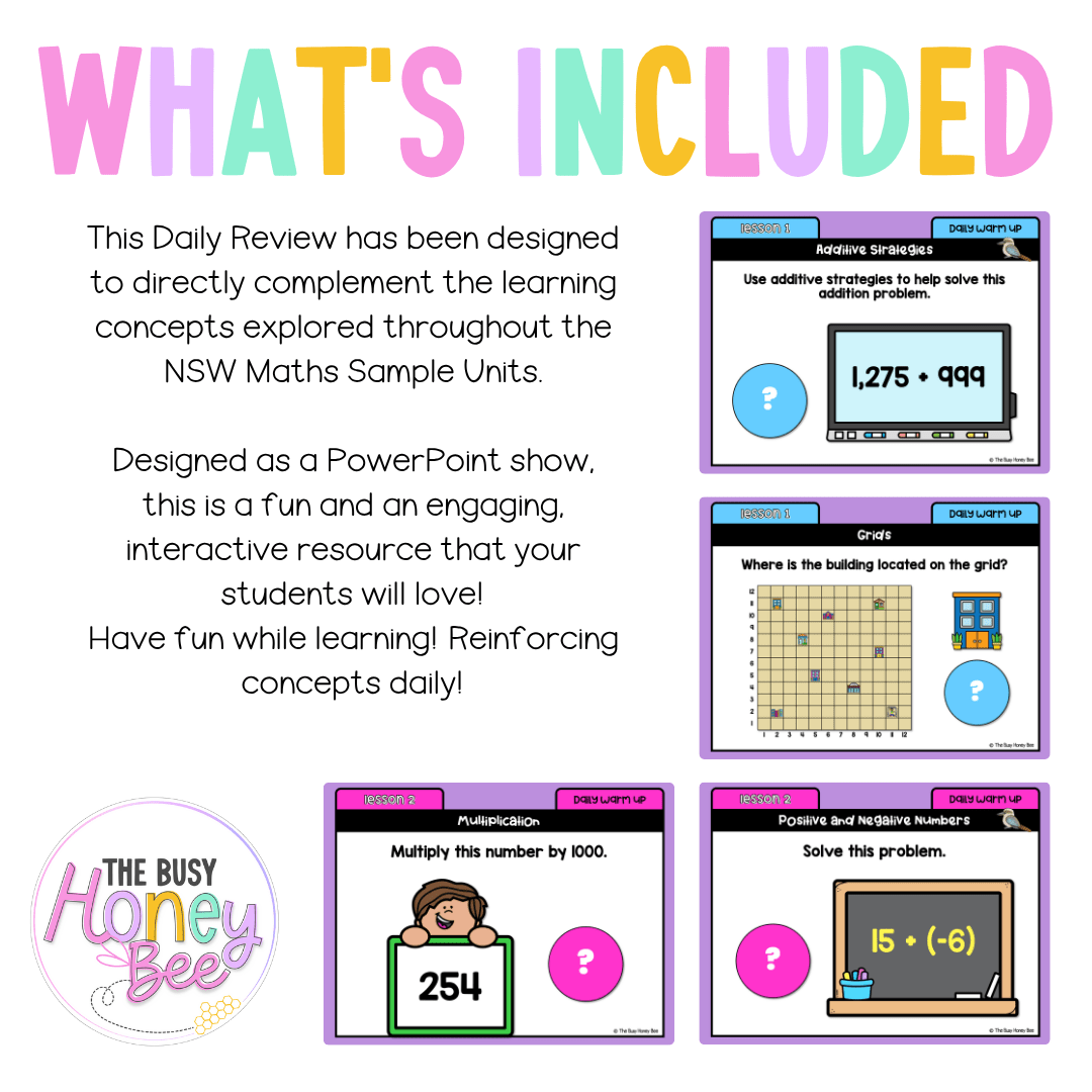 Multi Age 3-6 Year A Australian | NSW Math Daily Review | Warm-Up Unit 20 - Warm Up | Revision