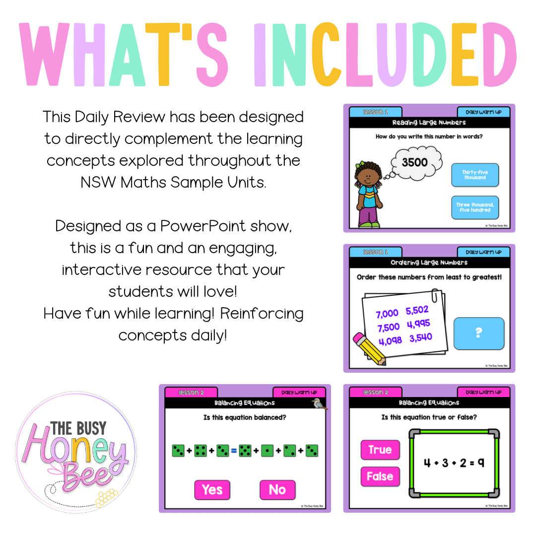 Multi Age 3-6 Year A Australian | NSW Math Daily Review | Warm-Up Unit 6 - Warm Up | Revision