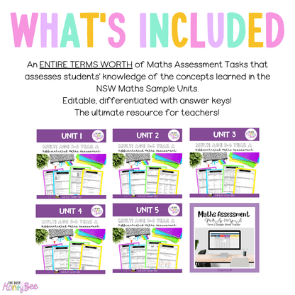 Multi Age 3-6 Year A Differentiated NSW Maths Assessment Term 1 Mega Bundle - Microsoft Word Document