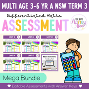 Multi Age 3-6 Year A Differentiated NSW Maths Assessment Term 3 Mega Bundle - Assessment