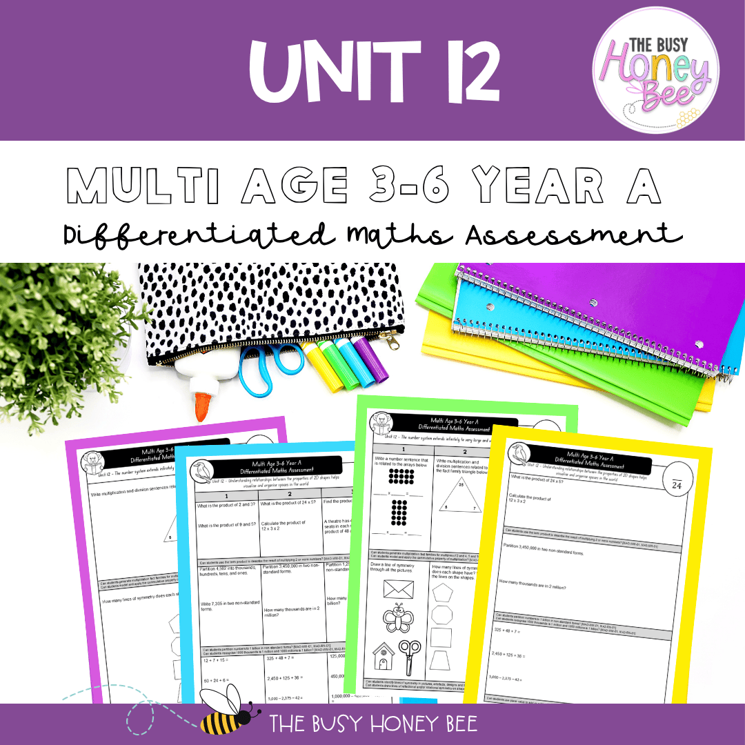 Multi Age 3-6 Year A Differentiated NSW Maths Assessment Term 3 Mega Bundle - Assessment