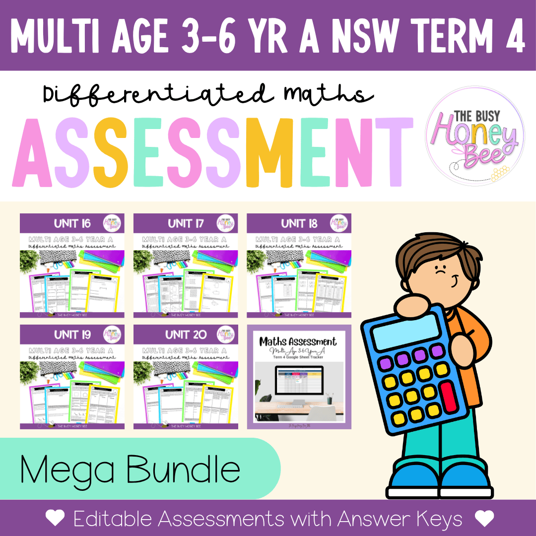 Multi Age 3-6 Year A Differentiated NSW Maths Assessment Term 4 Mega Bundle - Assessment