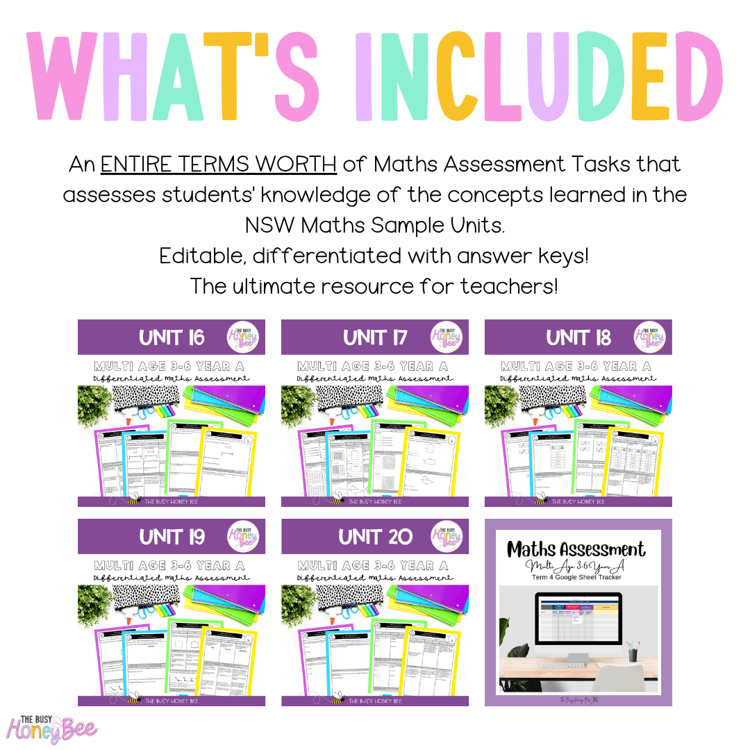 Multi Age 3-6 Year A Differentiated NSW Maths Assessment Term 4 Mega Bundle - Assessment