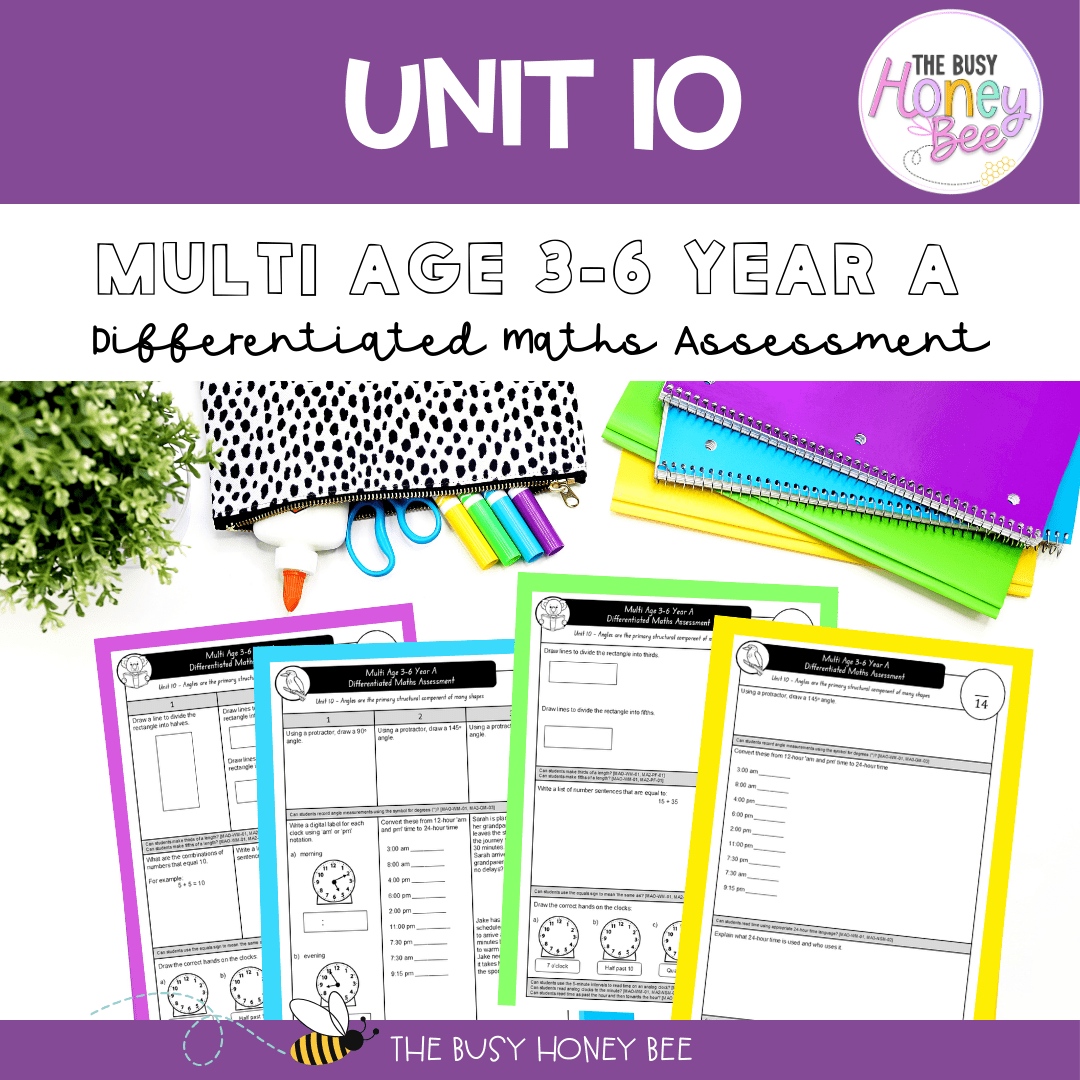 Multi Age 3-6 Year A Differentiated NSW Maths Assessment Unit 10 - Microsoft Word Document