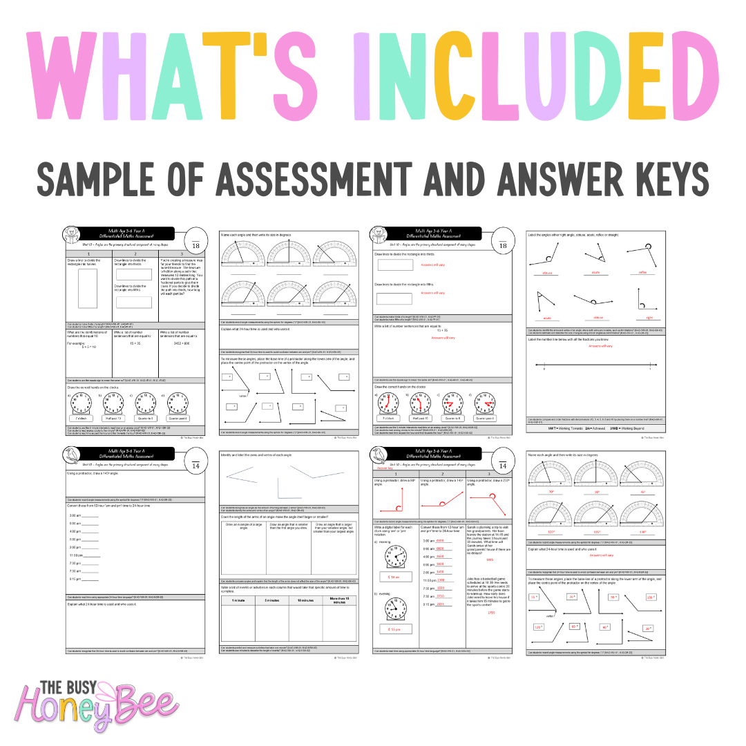 Multi Age 3-6 Year A Differentiated NSW Maths Assessment Unit 10 - Microsoft Word Document