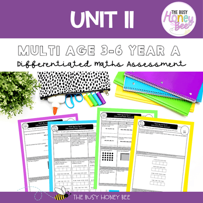 Multi Age 3-6 Year A Differentiated NSW Maths Assessment Unit 11 - Assessment