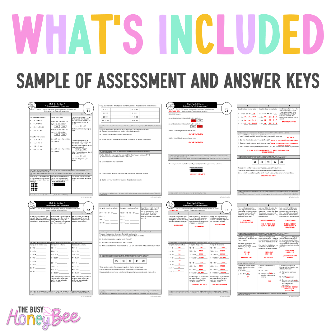 Multi Age 3-6 Year A Differentiated NSW Maths Assessment Unit 13 - Assessment
