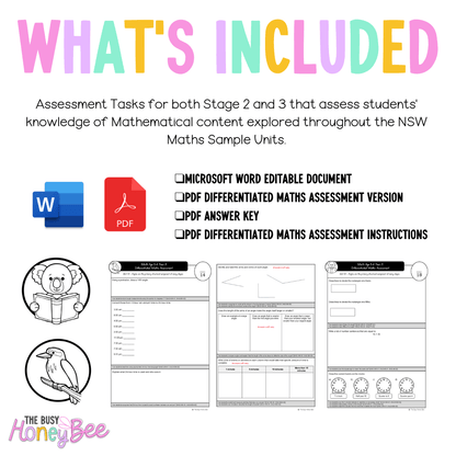 Multi Age 3-6 Year A Differentiated NSW Maths Assessment Unit 13 - Assessment