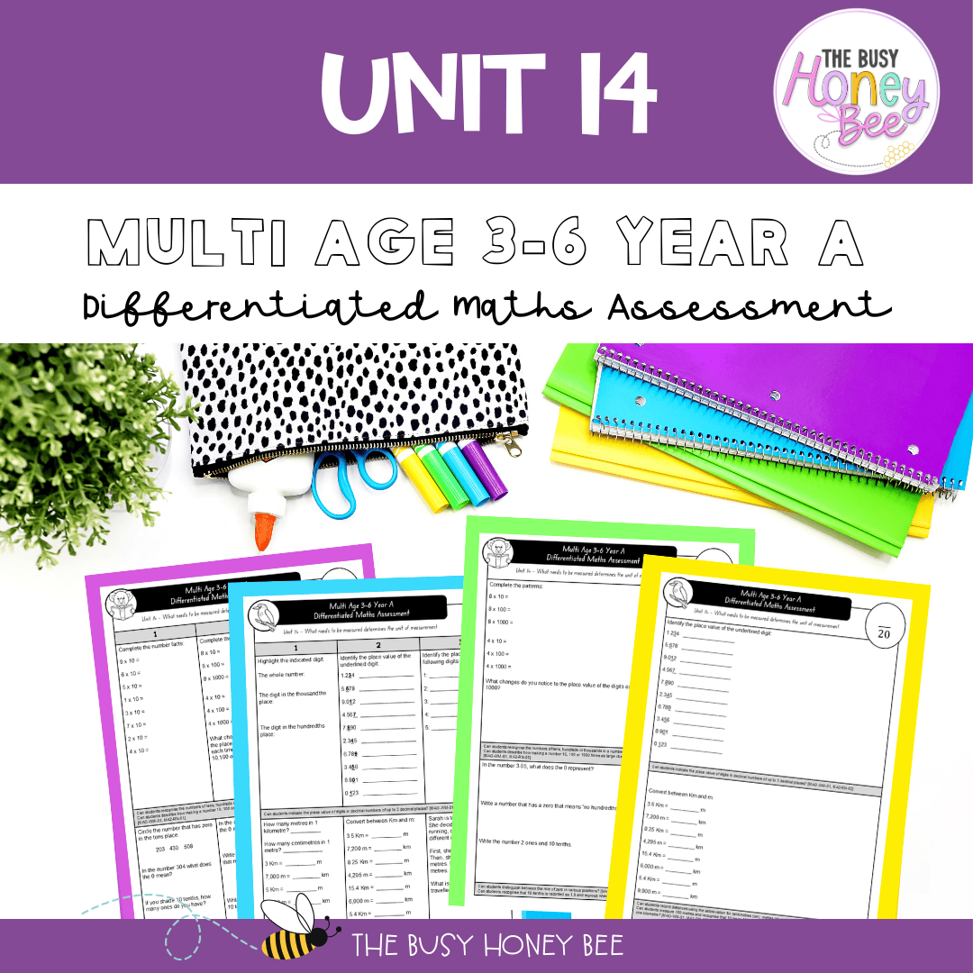 Multi Age 3-6 Year A Differentiated NSW Maths Assessment Unit 14 - Assessment
