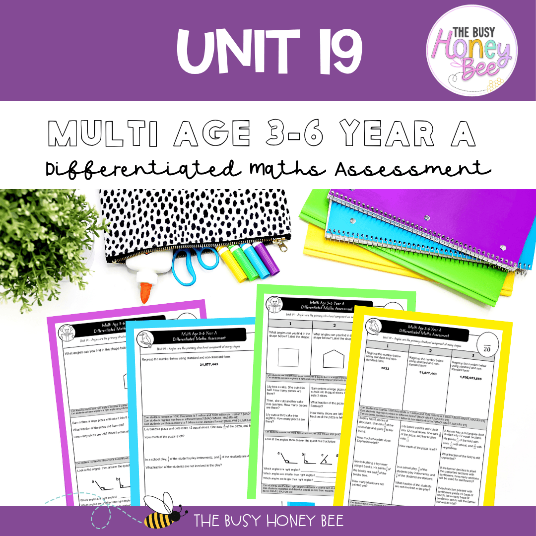 Multi Age 3-6 Year A Differentiated NSW Maths Assessment Unit 19 - Assessment