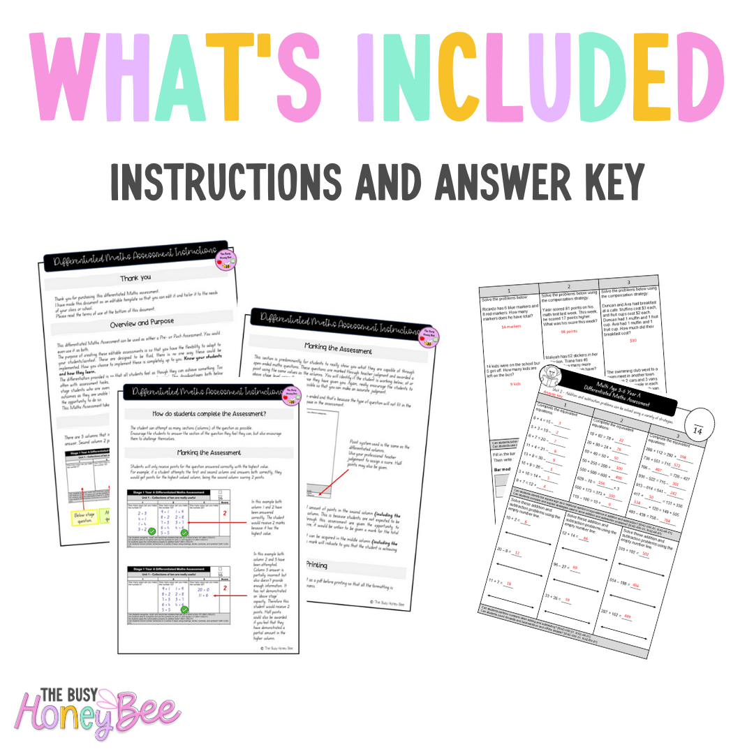 Multi Age 3-6 Year A Differentiated NSW Maths Assessment Unit 2 - Microsoft Word Document