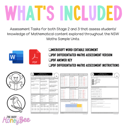 Multi Age 3-6 Year A Differentiated NSW Maths Assessment Unit 4 - Microsoft Word Document