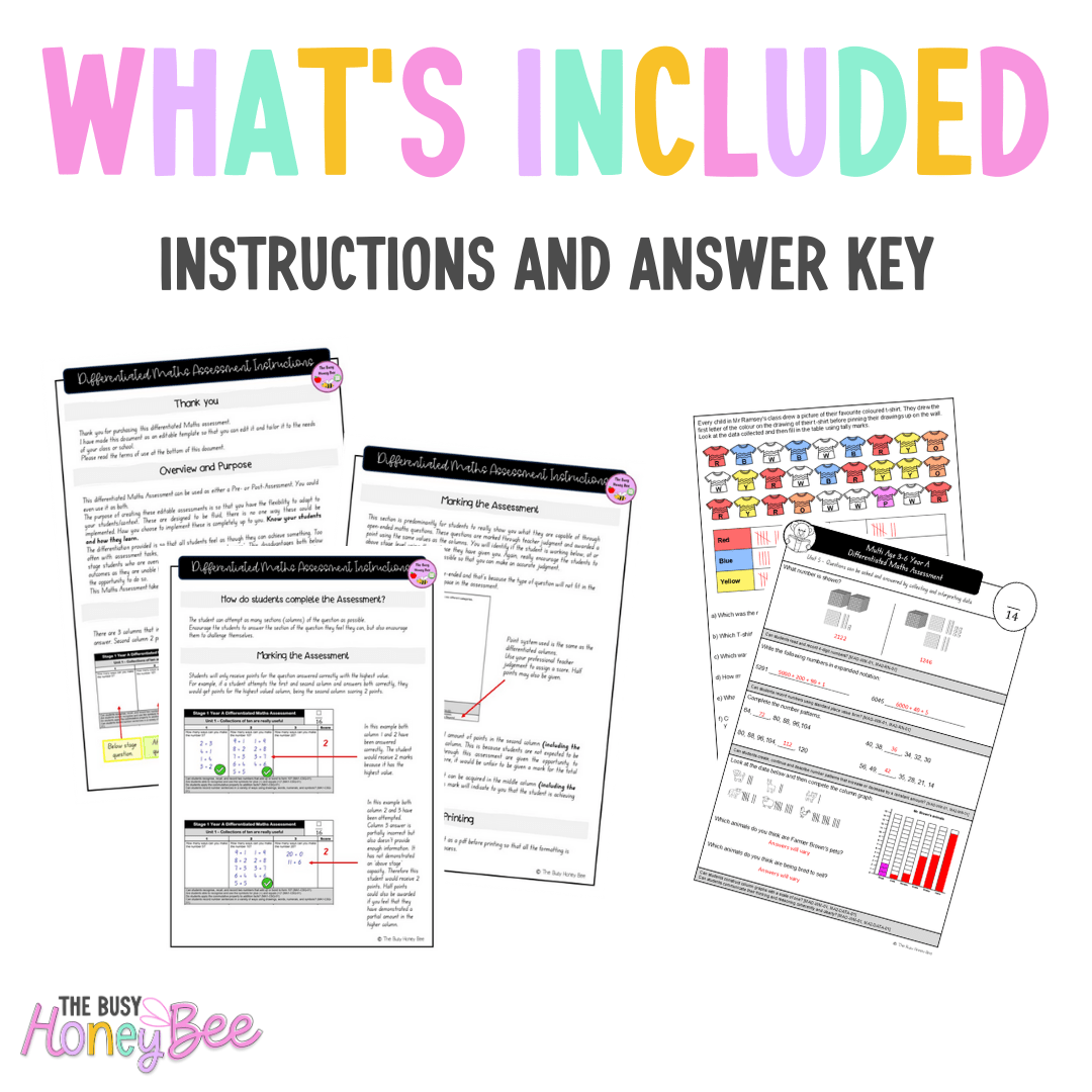 Multi Age 3-6 Year A Differentiated NSW Maths Assessment Unit 5 - Microsoft Word Document