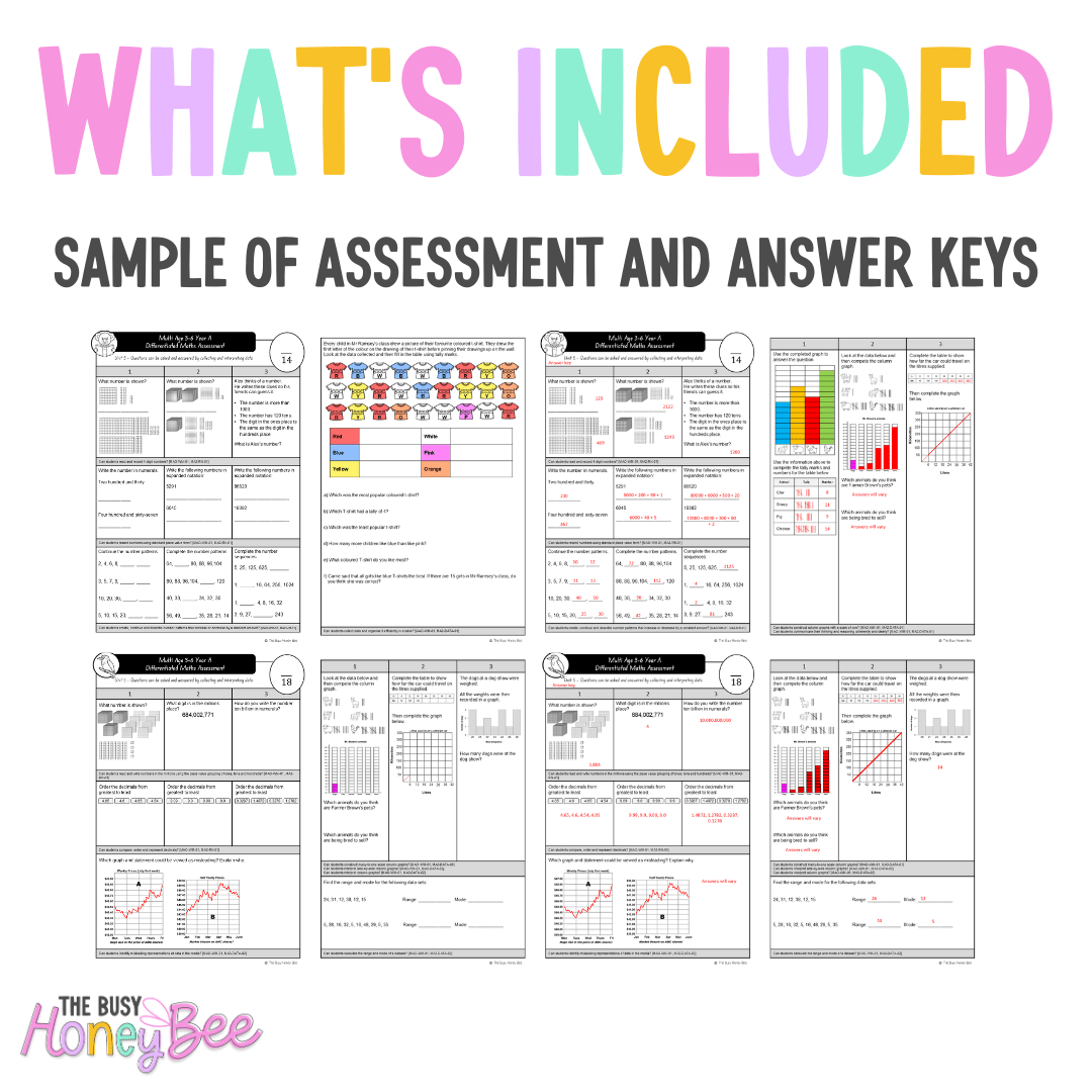 Multi Age 3-6 Year A Differentiated NSW Maths Assessment Unit 5 - Microsoft Word Document