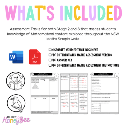Multi Age 3-6 Year A Differentiated NSW Maths Assessment Unit 7 - Microsoft Word Document