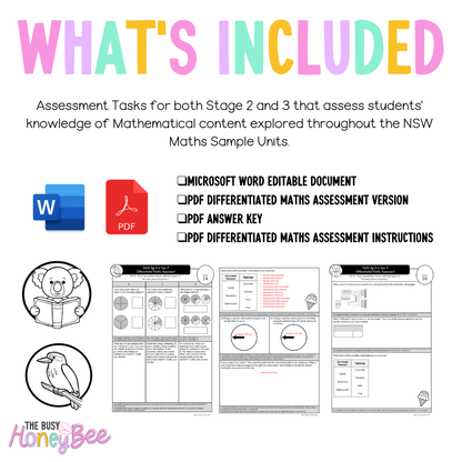 Multi Age 3-6 Year A Differentiated NSW Maths Assessment Unit 8 - Microsoft Word Document