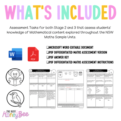 Multi Age 3-6 Year A Differentiated NSW Maths Assessment Unit 9 - Microsoft Word Document