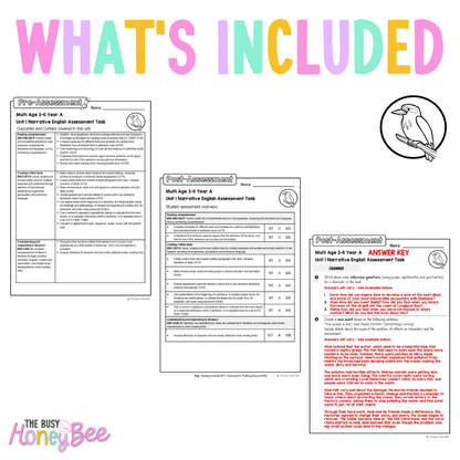 Multi Age 3-6 Year A English Pre- and Post-Assessment Unit 1 Narrative -