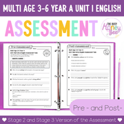 Multi Age 3-6 Year A English Pre- and Post-Assessment Unit 1 Narrative -