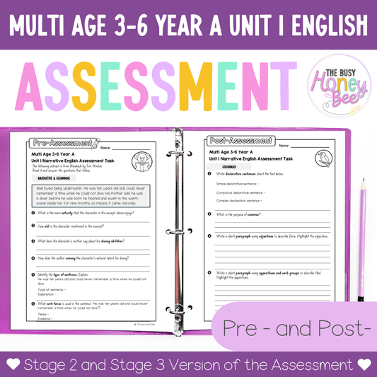Multi Age 3-6 Year A English Pre- and Post-Assessment Unit 1 Narrative -