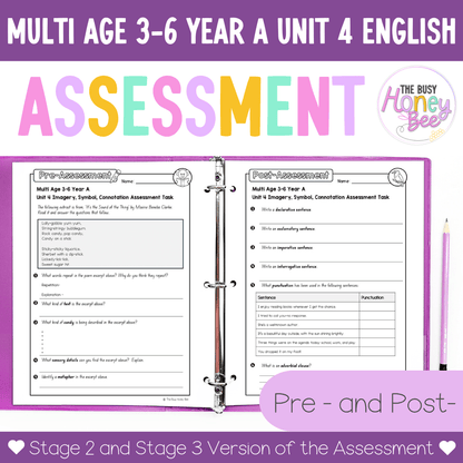 Multi Age 3-6 Year A English Pre- and Post-Assessment Unit 4 Imagery, symbol and connotation -