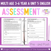 Multi Age 3-6 Year A English Pre- and Post-Assessment Unit 5 Characterisation - Assessment
