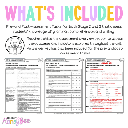 Multi Age 3-6 Year A English Pre- and Post-Assessment Unit 6 Perspective and Context - Assessment