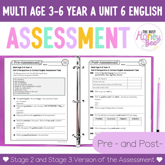 Multi Age 3-6 Year A English Pre- and Post-Assessment Unit 6 Perspective and Context - Assessment