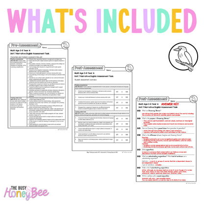 Multi Age 3-6 Year A English Pre- and Post-Assessment Unit 7 Narrative - Assessment