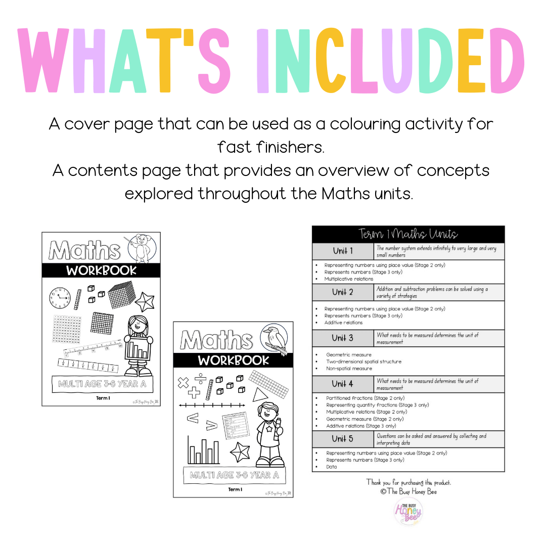 Multi Age 3-6 Year A NSW Maths Workbook Term 1 - Workbook | Worksheets