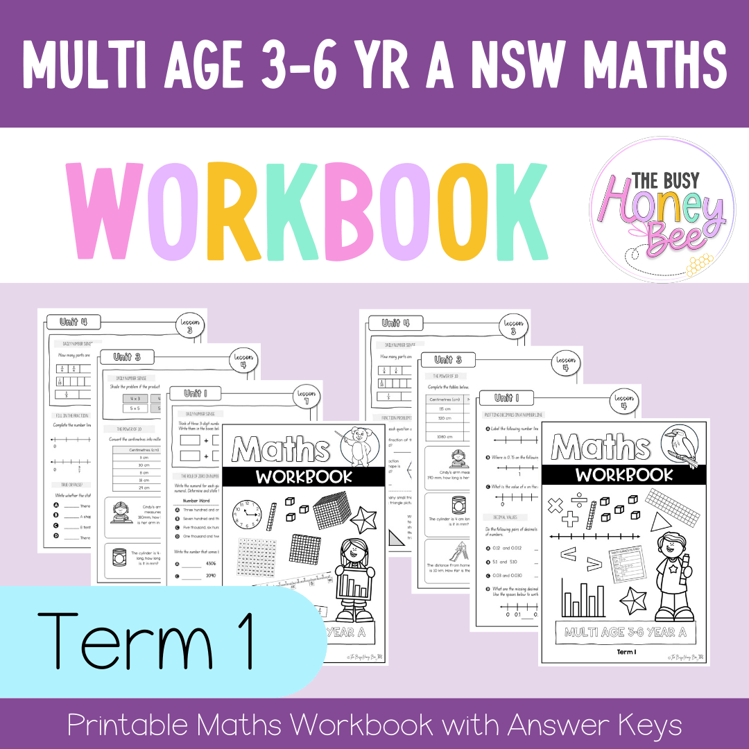 Multi Age 3-6 Year A NSW Maths Workbook Term 1 - Workbook | Worksheets