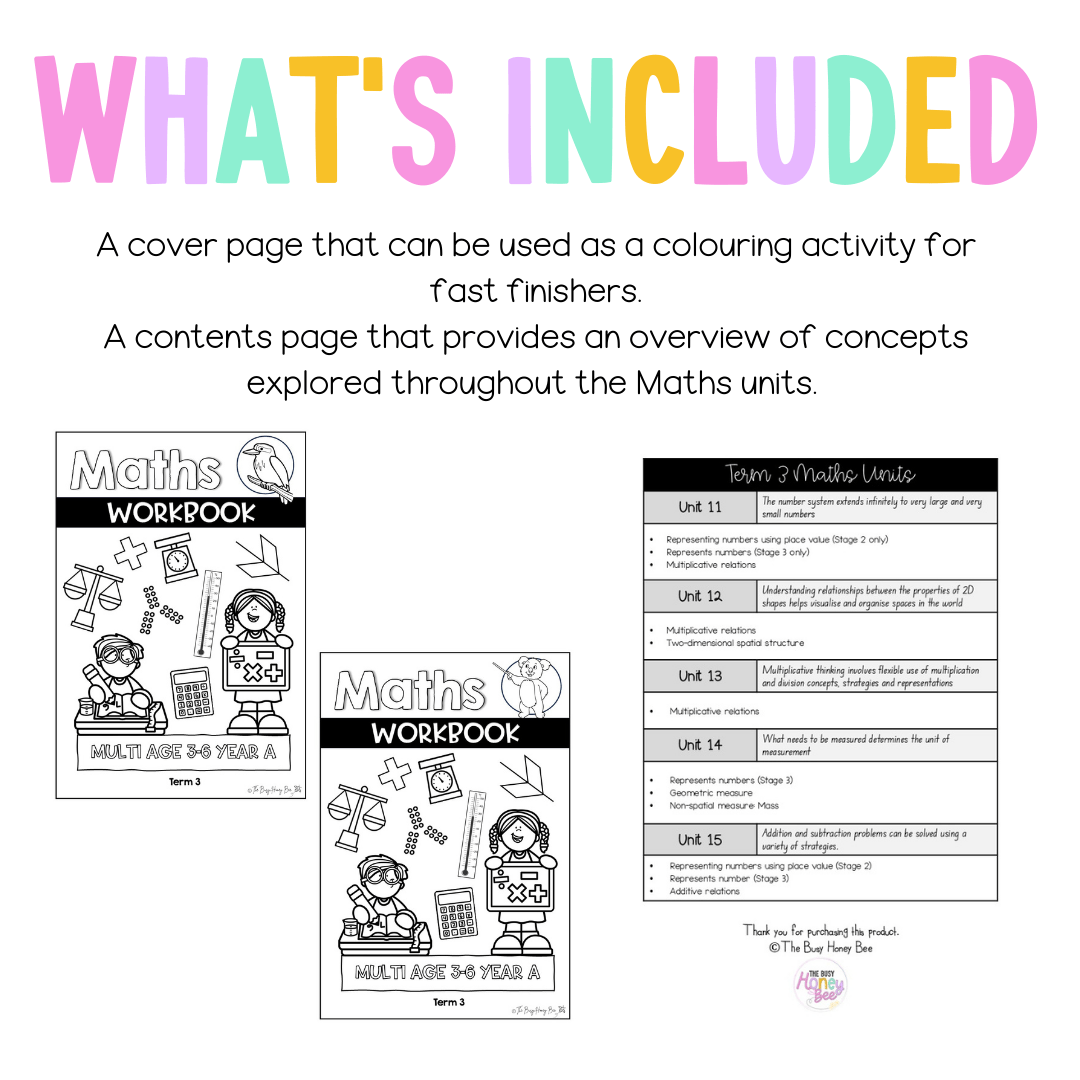 Multi Age 3-6 Year A NSW Maths Workbook Term 3 - Workbook | Worksheets
