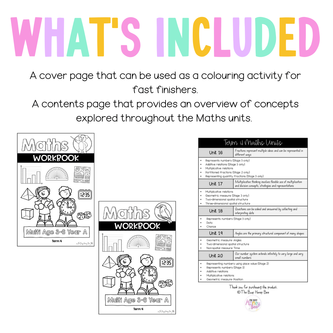 Multi Age 3-6 Year A NSW Maths Workbook Term 4 - Workbook | Worksheets