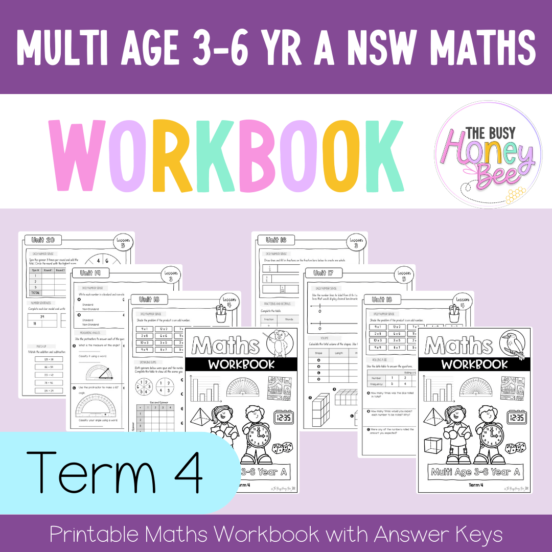 Multi Age 3-6 Year A NSW Maths Workbook Term 4 - Workbook | Worksheets