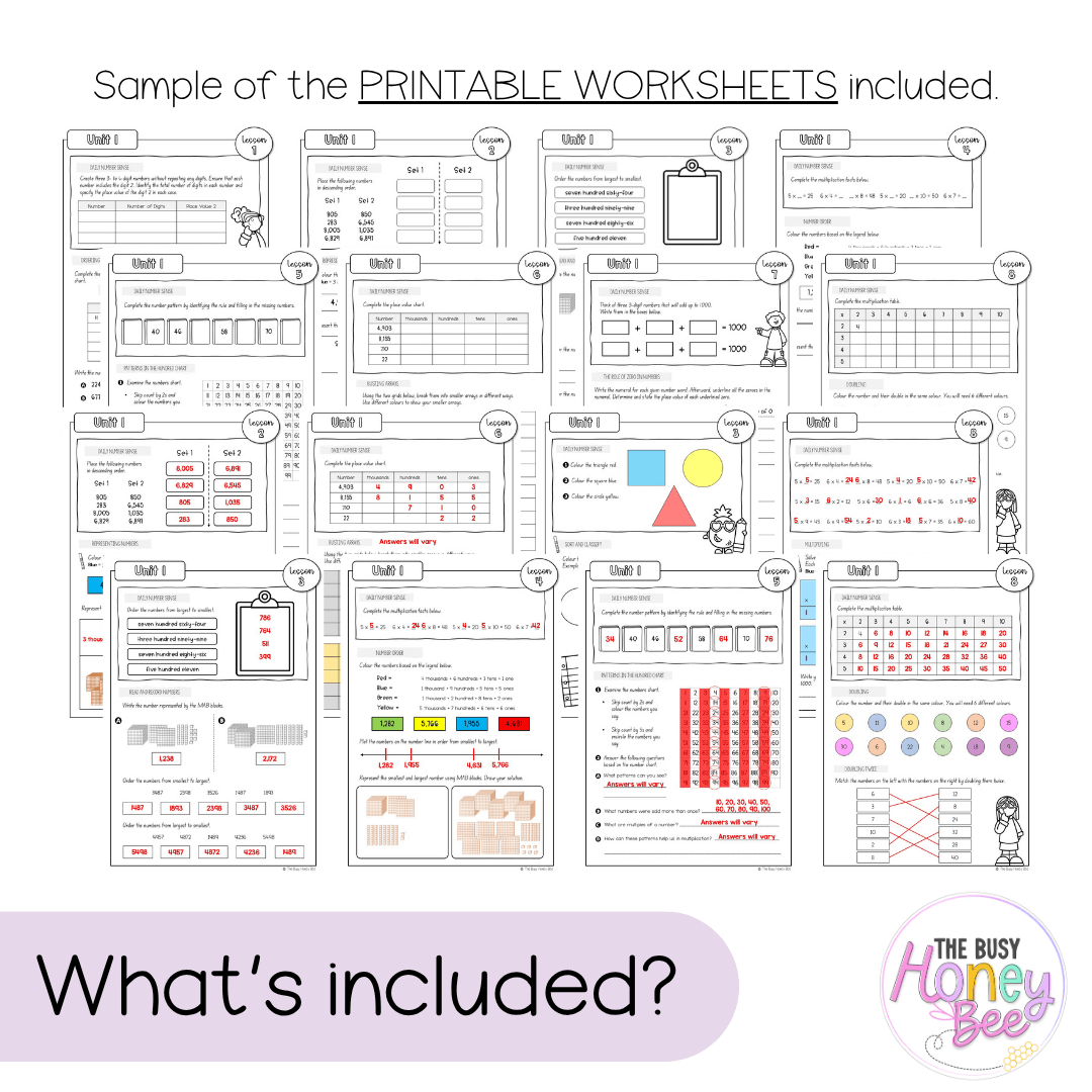Multi Age 3-6 Year A NSW Maths Worksheets Unit 1 - Workbook | Worksheets
