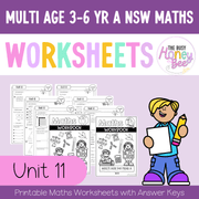 Multi Age 3-6 Year A NSW Maths Worksheets Unit 11 - Workbook | Worksheets