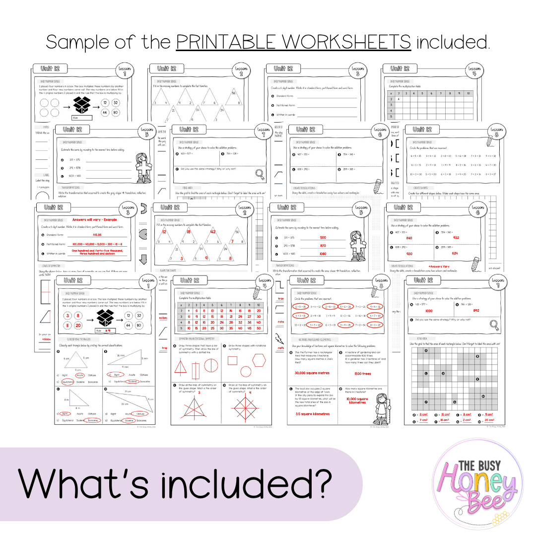 Multi Age 3-6 Year A NSW Maths Worksheets Unit 12 - Workbook | Worksheets