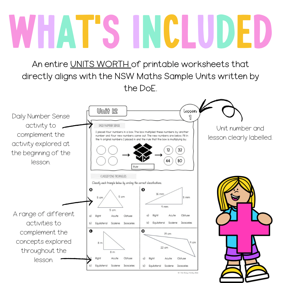 Multi Age 3-6 Year A NSW Maths Worksheets Unit 12 - Workbook | Worksheets