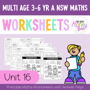 Multi Age 3-6 Year A NSW Maths Worksheets Unit 16 - Workbook | Worksheets