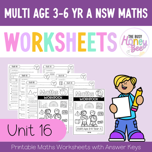 Multi Age 3-6 Year A NSW Maths Worksheets Unit 16 - Workbook | Worksheets