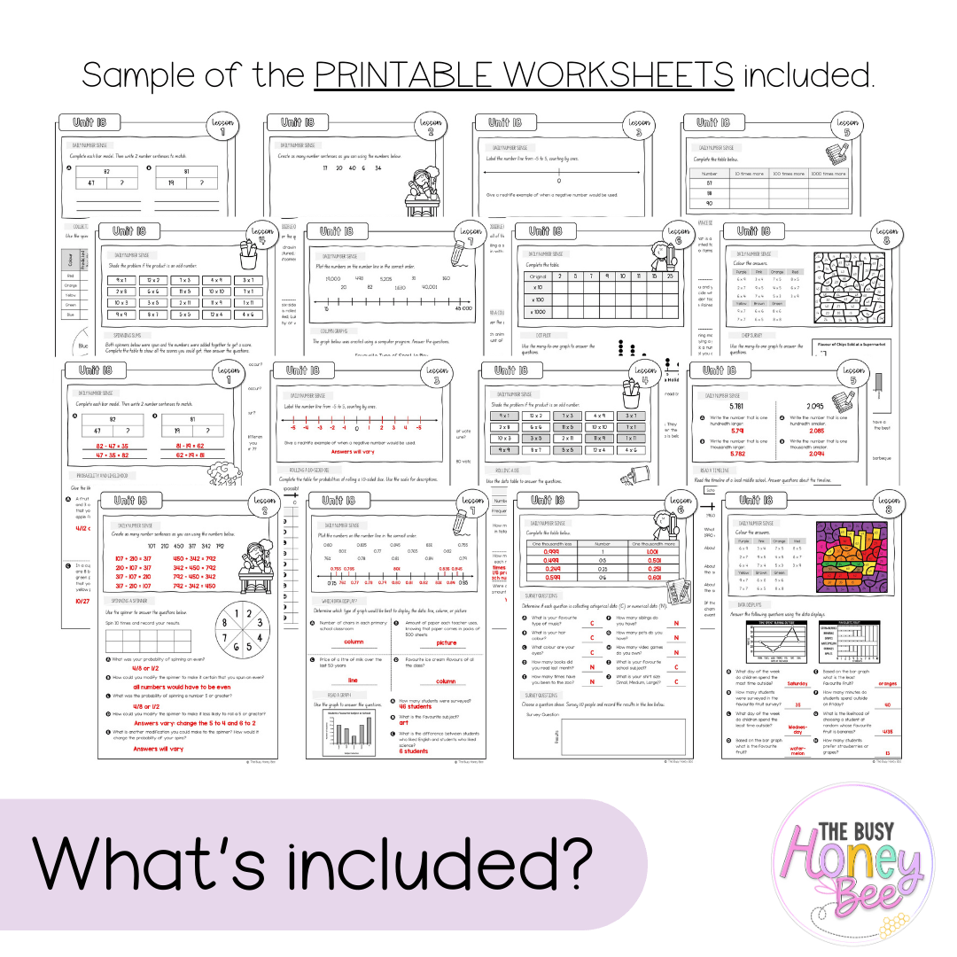 Multi Age 3-6 Year A NSW Maths Worksheets Unit 18 - Workbook | Worksheets
