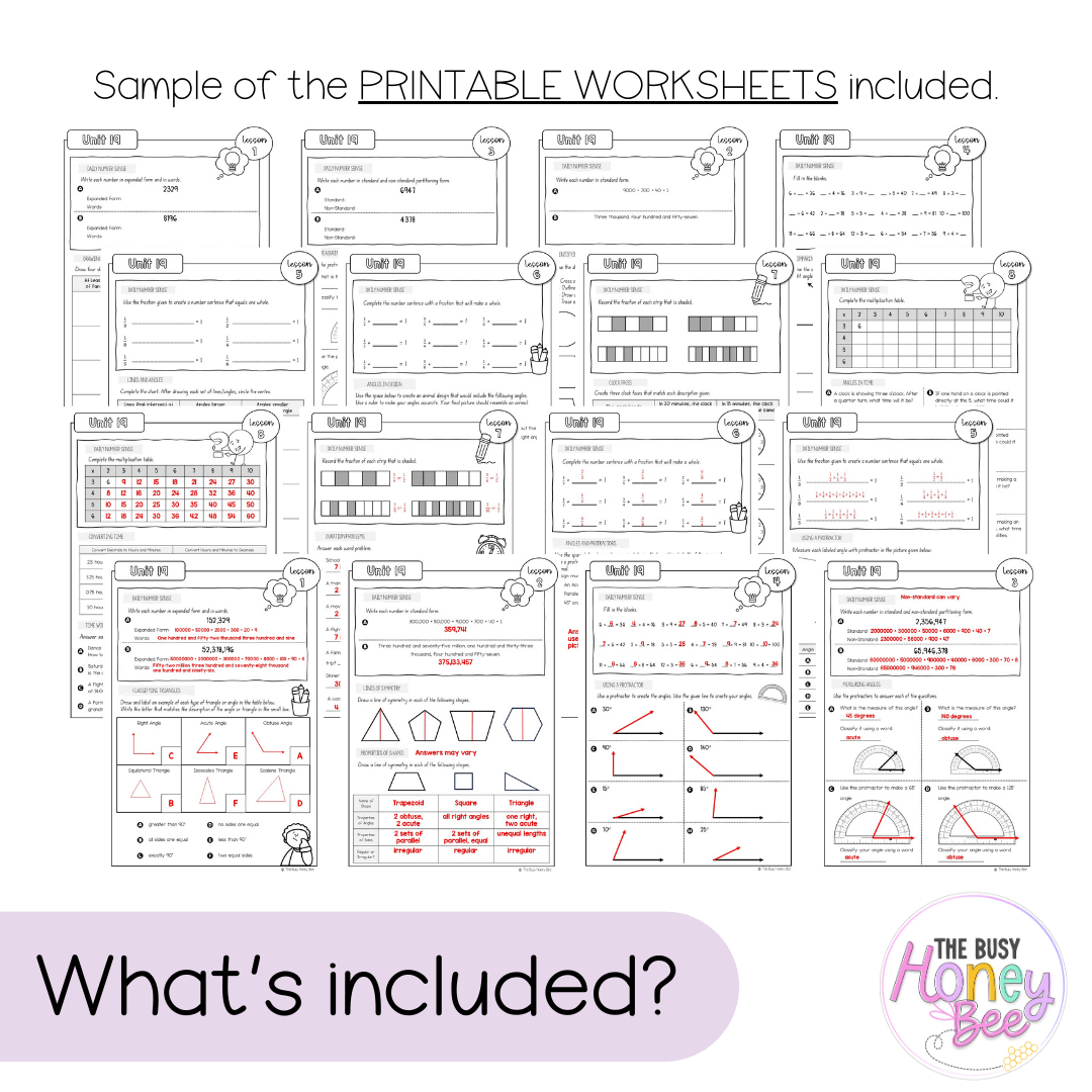 Multi Age 3-6 Year A NSW Maths Worksheets Unit 19 - Workbook | Worksheets
