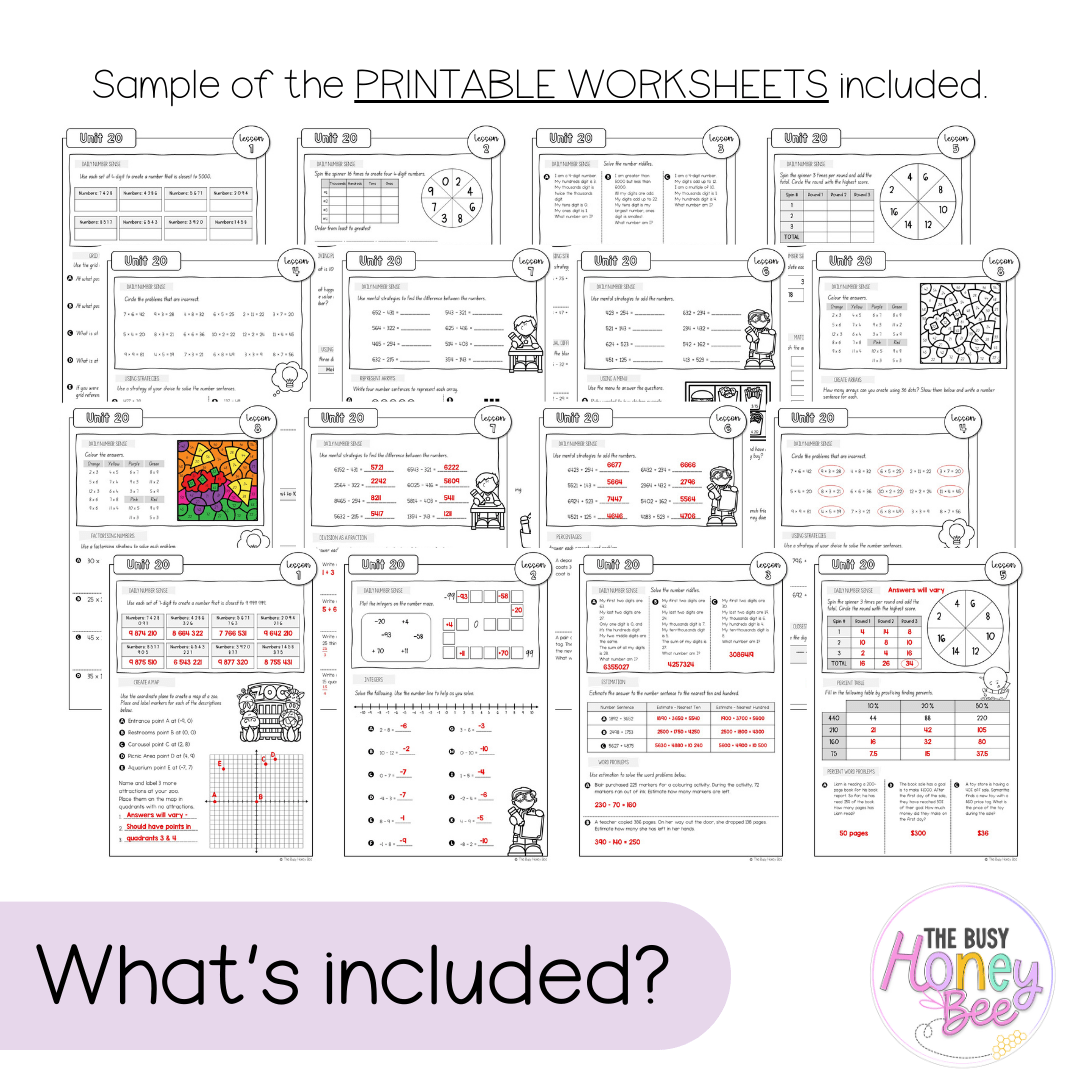 Multi Age 3-6 Year A NSW Maths Worksheets Unit 20 - Workbook | Worksheets